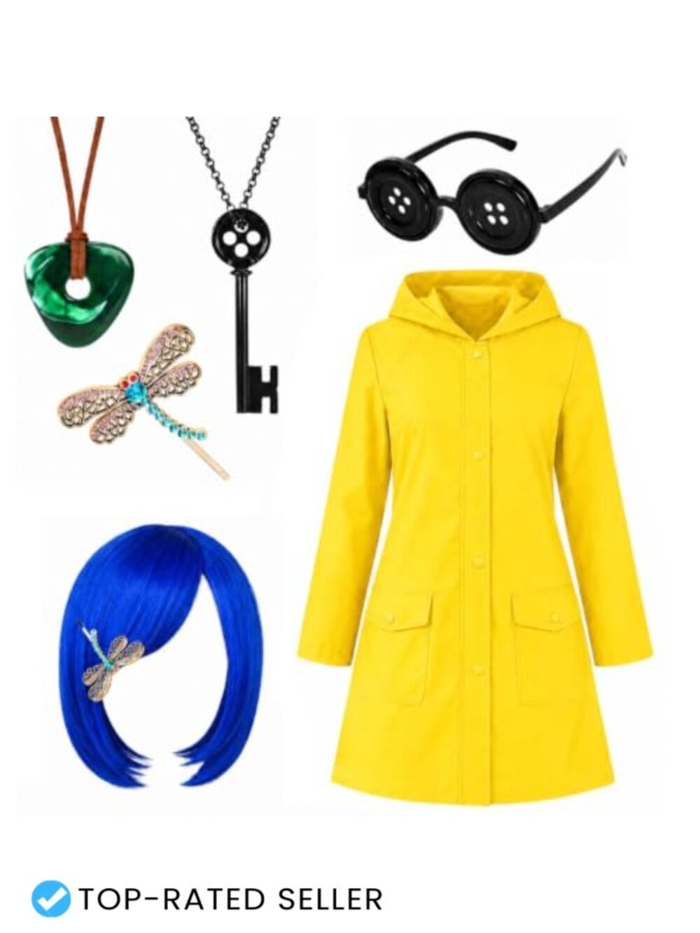 Kavoc Halloween Raincoat Costume Set 6 Pcs Women Cosplay Accessory